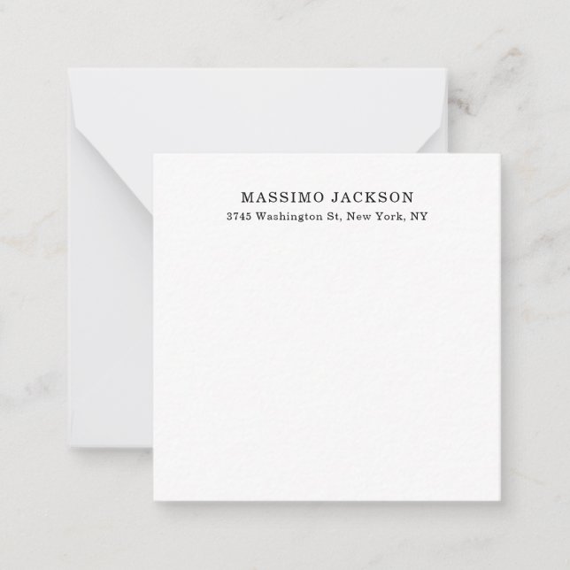 Carte De Correspondance Plain Elegant Classical Black White Minimalist (Devant)
