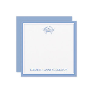 Carte De Correspondance Plante côtière Crabe bleu et blanc Personnalisé