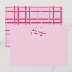 Carte De Correspondance Plat personnalisé uni à motif tissé panier rose éc