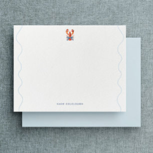 Carte de correspondance plate à motif de homard à