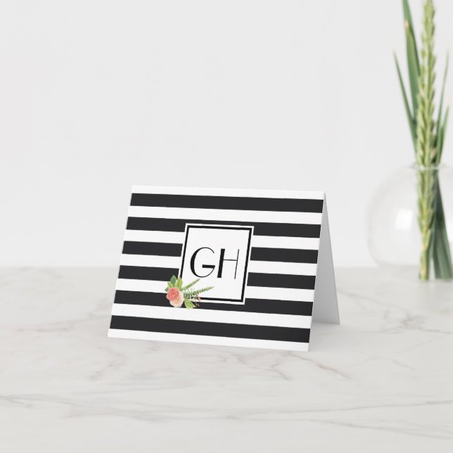 Carte de correspondance pliée à monogramme à rayur (Devant)