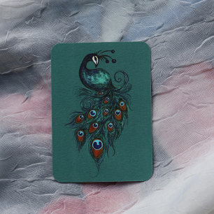 Carte De Correspondance Plumes de paon Peacocks Turquoises