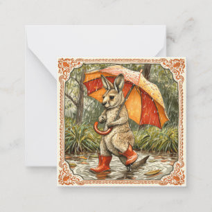 Carte De Correspondance Plumes de pluie & Voeux chauds : Kangaroo