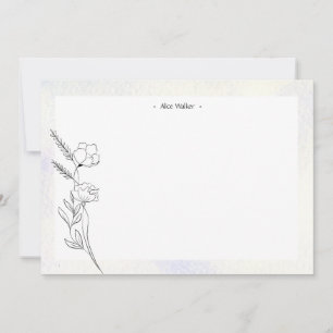 Carte De Correspondance pochoir minimaliste moderne floral