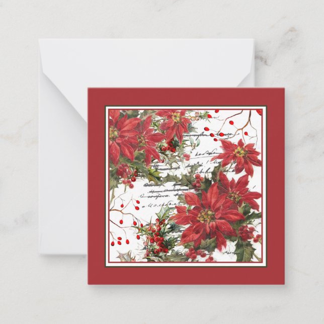 Carte De Correspondance Poinsettia et houx (Devant)