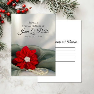 Carte De Correspondance Poinsettia Pearls Winter Partager une mémoire funé