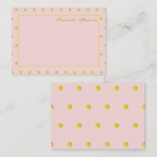 Carte De Correspondance Pointe Polka Rose or Girl personnalisée