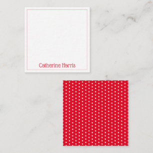 Carte De Correspondance Pointe Polka rouge et blanc personnalisée