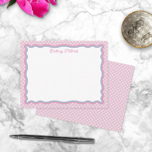 Carte De Correspondance Points roses et cadre ondulé Ajouter un nom