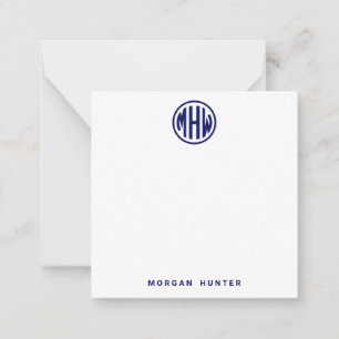 Carte De Correspondance Police de monogramme cercle Navy blanc DIY BG