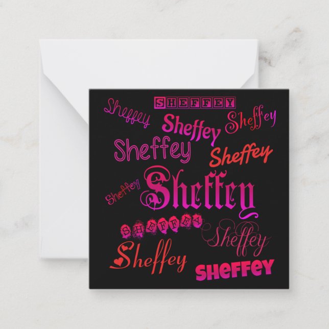 Carte De Correspondance Polices Sheffey - rose et rouge (Devant)