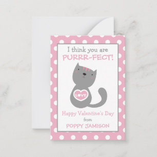 Carte De Correspondance Polka Dot Kitty Cat Valentine's Classroom Cards