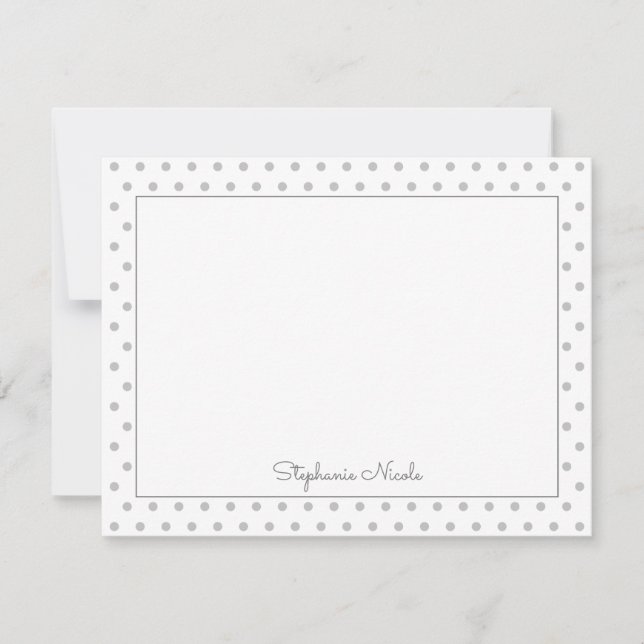 Carte De Correspondance Polka simple gris clair Personnalisé (Devant)