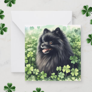 Carte De Correspondance Pomeranian noir Saint-Patrick
