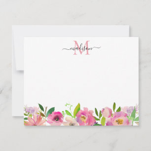 Carte De Correspondance Pony rose-rose-rose-rose pastel Monogramme féminin