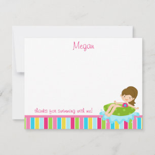 Carte De Correspondance Pool Party Thank You Note - Girl Thank You Note