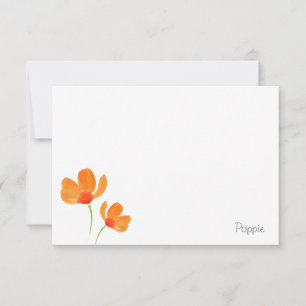 Carte De Correspondance Poppies d'aquarelle orange