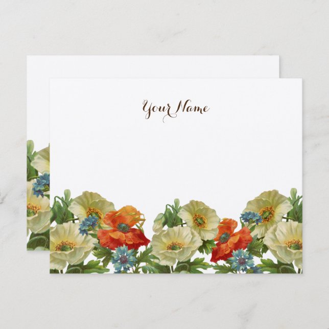 Carte De Correspondance Poppies rustiques et fleurs de Cornouailles modifi (Devant / Derrière)