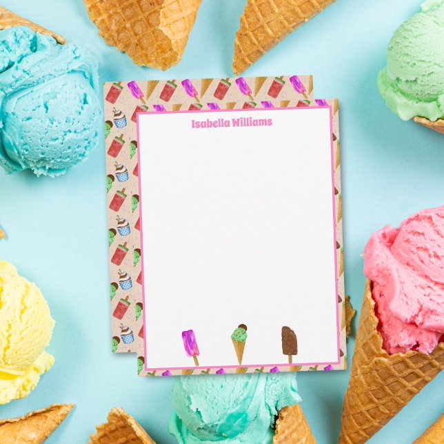 Carte De Correspondance Popsicles sur mesure  (Delightful ice cream popsicle pattern on personalized note card.)