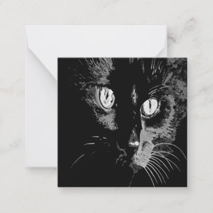 Carte De Correspondance Portrait artistique au fusain de chat noir