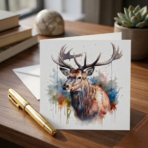 Carte De Correspondance Portrait majestueux d'élan à l'aquarelle