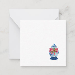 Carte De Correspondance Pot à gingembre de Noël Chinoiserie Bleu et Blanc 