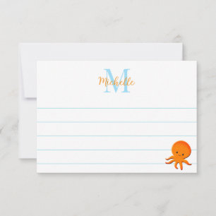 Carte De Correspondance Poulpe Bébé Mignon Monogramme Personnalisé avec Li