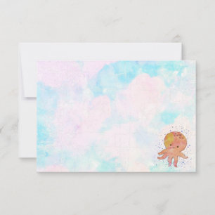 Carte De Correspondance Poulpe Mignon Dessin Animé Aquarelle Vintage en Di