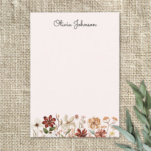 Carte De Correspondance Prairie de fleurs sauvages vintage aquarelle perso