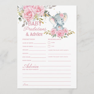 Carte De Correspondance Prédictions et conseils pour bébé éléphant floral 