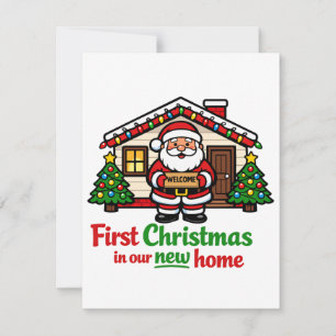 Carte De Correspondance Premier Noël dans notre nouvelle maison Santa