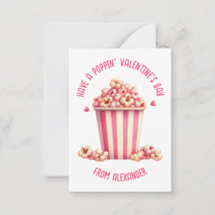 Carte De Correspondance Prenez un Popping Valentine's Day Pink Popcorn Hea