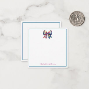 Carte De Correspondance Preppy Aquarelle Plaid Bow Personnalisé