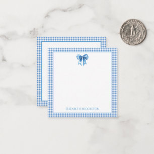 Carte De Correspondance Préppy bleu et blanc En vichy et fond