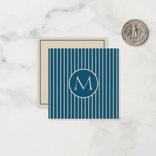 Carte De Correspondance Preppy Bleu foncé et bande de crème