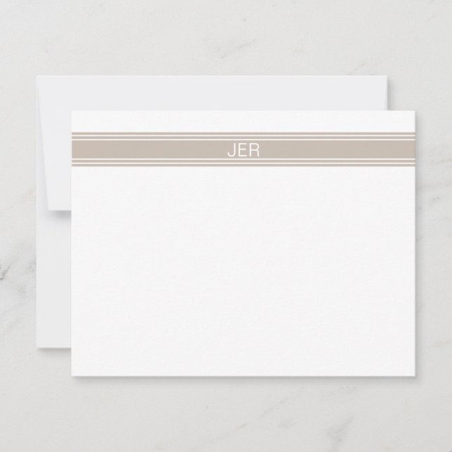 Carte De Correspondance Préppy Khaki Personnalisé Monogramme Nom Initiales (Devant)