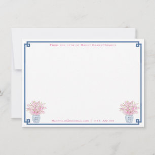Carte De Correspondance Preppy Navy Et Rose Fête des mariées Personnalisée