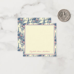 Carte De Correspondance Preppy Paris Toile rose et bleu Personnalisé
