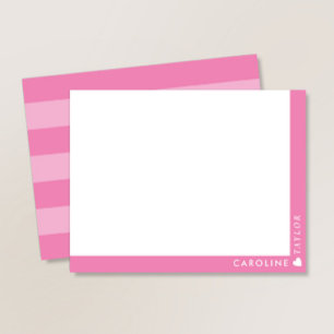 Carte De Correspondance Preppy rose 2 Tones Stripes mignonne fille personn