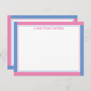 Carte De Correspondance Preppy Rose & Cornflower Blue Nom Papier à lettres