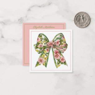 Carte De Correspondance Preppy rose et vert Floral Bow Personnalisé