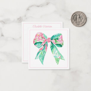 Carte De Correspondance Preppy rose Floral Bow Personnalisé