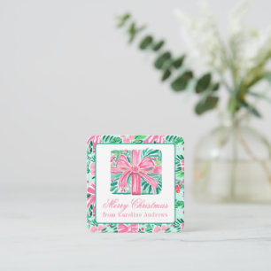 Carte De Correspondance Preppy rose & vert Noël Présente Enceinte