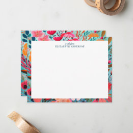 Carte De Correspondance Pretty Botanical Girly Floral Frame 