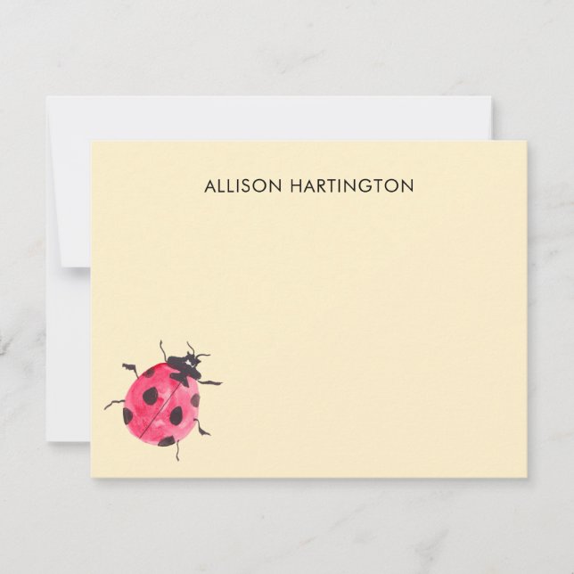 Carte De Correspondance Pretty Ladybug Garden Buttercream Thank You Card (Devant)