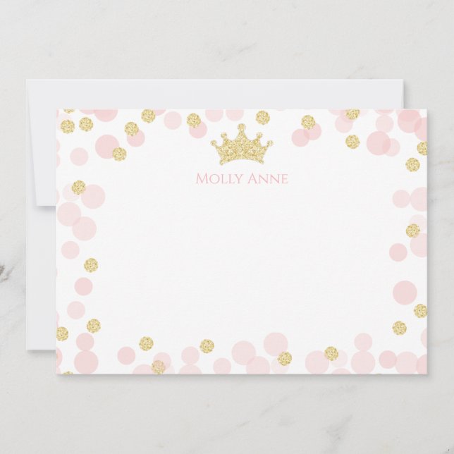 Carte De Correspondance Princess Pink Gold Parties scintillant Pois papete (Devant)