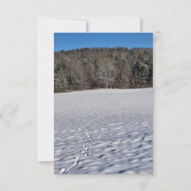 Carte De Correspondance Prints in a snowy field Note Card (Devant)