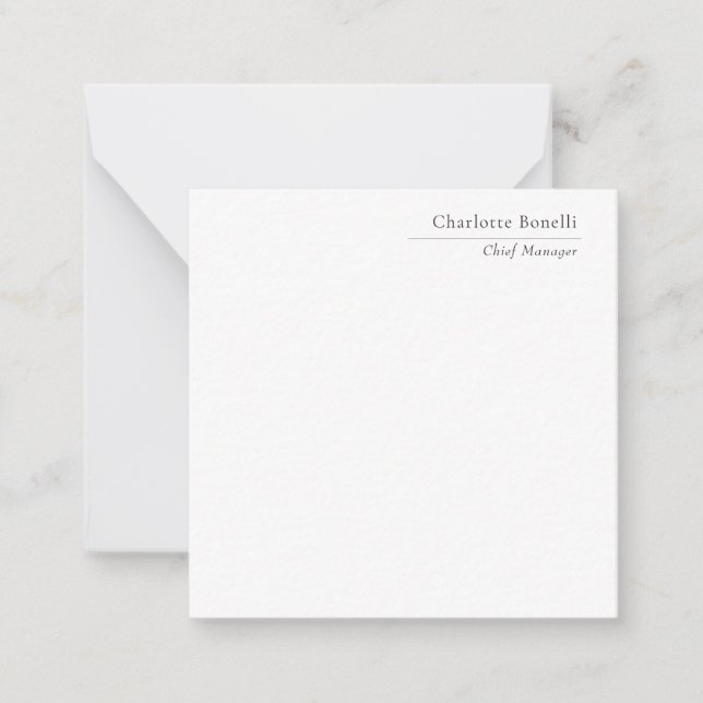 Carte De Correspondance Professional Modern Minimalist Plain Black & White (Devant)