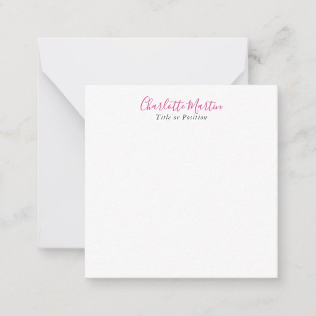 Carte De Correspondance Professional Pink White Manager Consultant Chief (Devant)