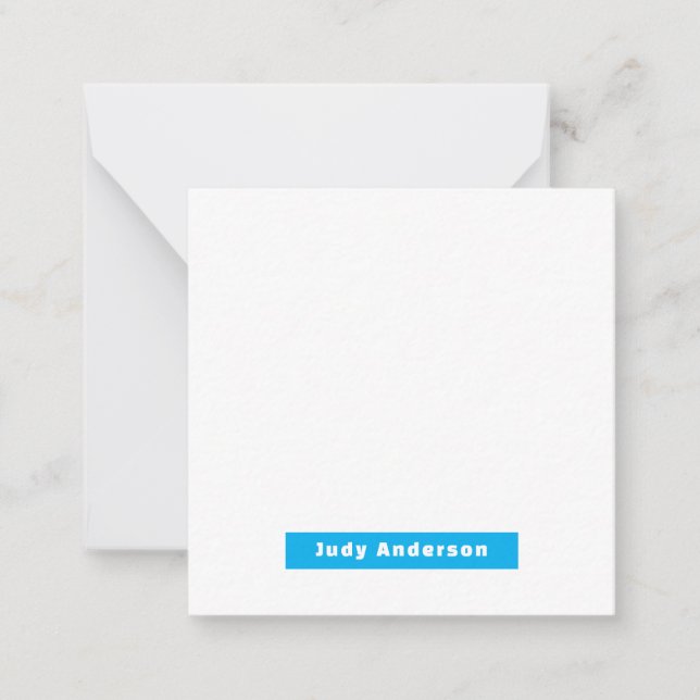 Carte De Correspondance Professional Plain Modern Elegant Name Blue White (Devant)
